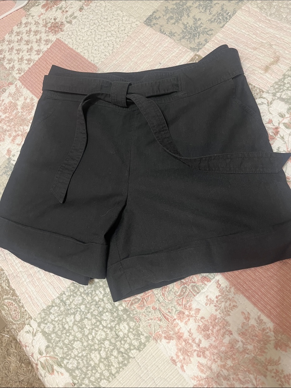 Ann Taylor Black Tie-Front Shorts